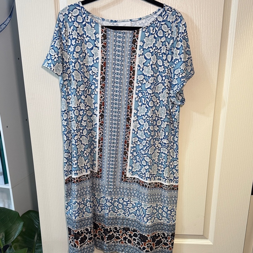 J. Jill Blue and White Floral Midi Dress